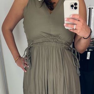 Green Drawstring Waist Dress